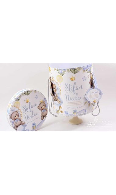 Trusou botez ursulet si broderie personalizata Teddy Bear King 10